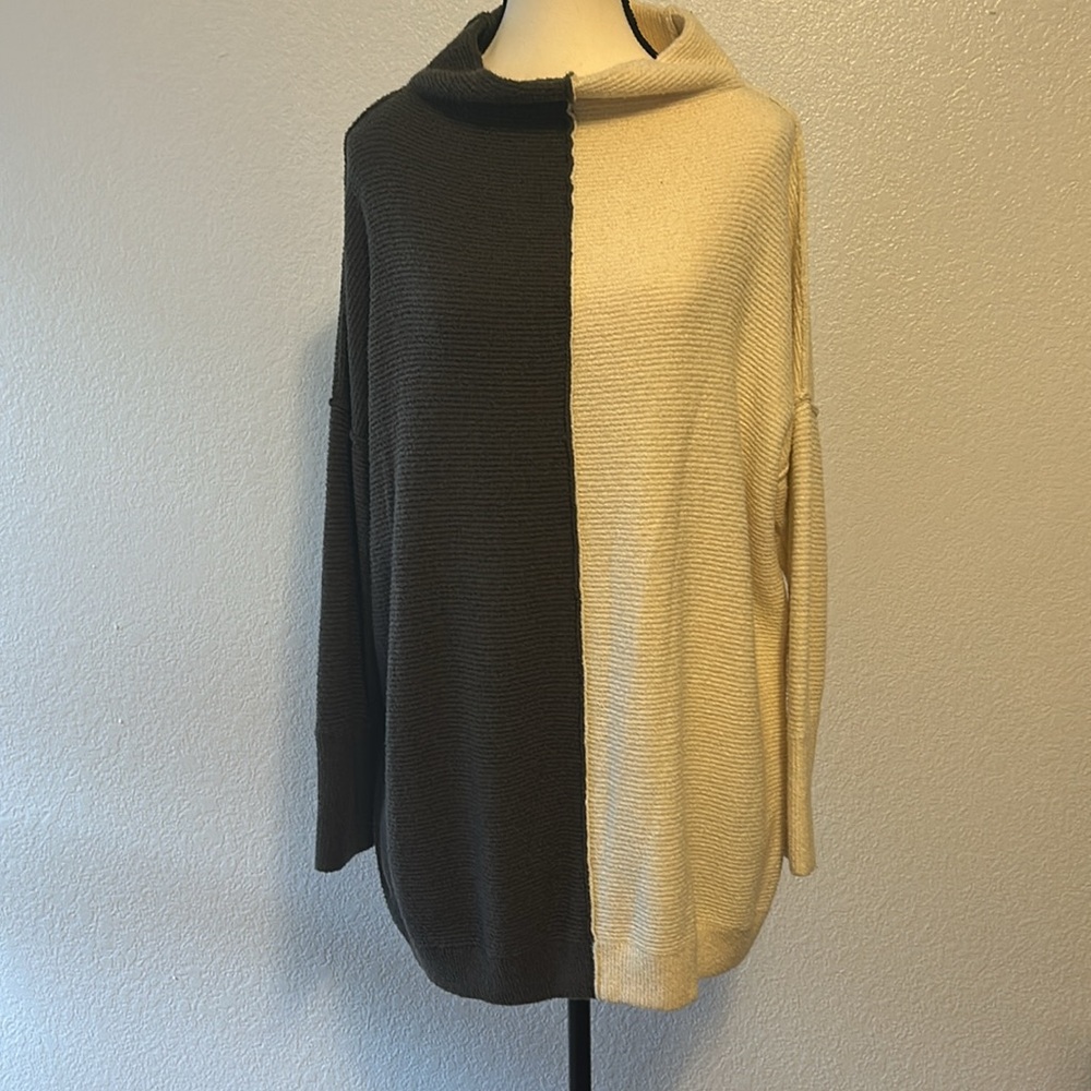 Women’s color block mock neck tunic